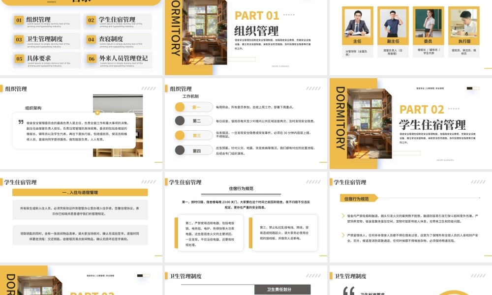 黄色简约宿舍安全管理 .pptx