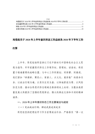 局党组  2026年上半年意识形态工作总结及2026年下半年工作打算.docx