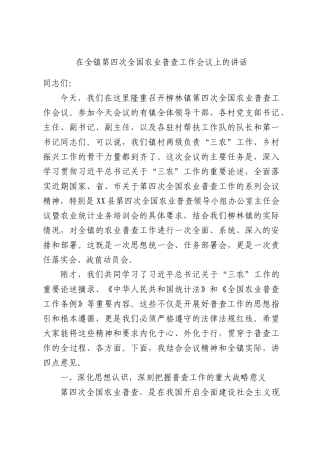 在全镇第四次全国农业普查工作会议上的讲话.docx