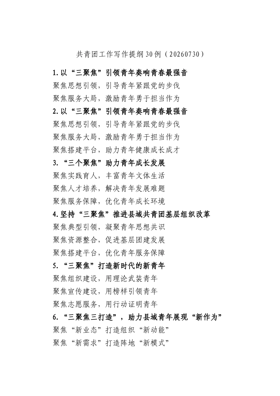 共青团工作写作提纲30例（20260730）.docx_第1页