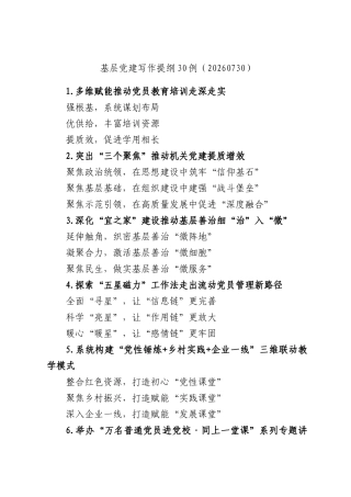 基层党建写作提纲30例（20260730）.docx