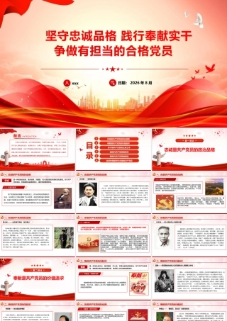 ppt：坚守忠诚品格践行奉献担当争做新时代合格党员.pptx