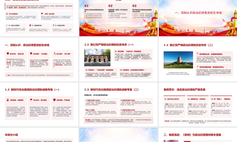 党课PPT：学习贯彻《纪律处分条例》，把严明政治纪律和政治规矩摆在突出位置.pptx
