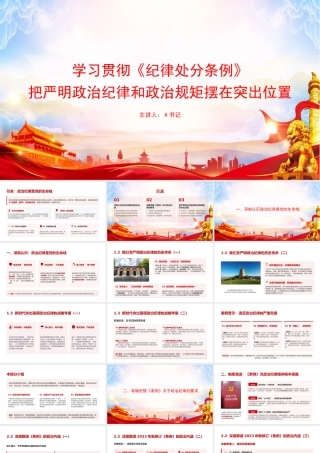 党课PPT：学习贯彻《纪律处分条例》，把严明政治纪律和政治规矩摆在突出位置.pptx