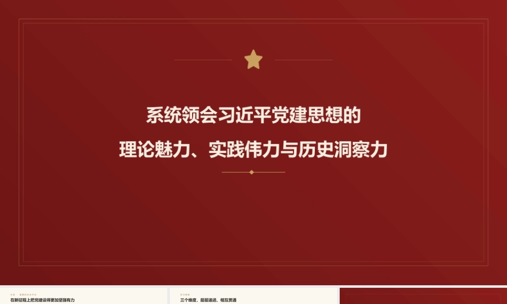 PPT：系统领会习近平党建思想的理论魅力、实践伟力与历史洞察力.pptx
