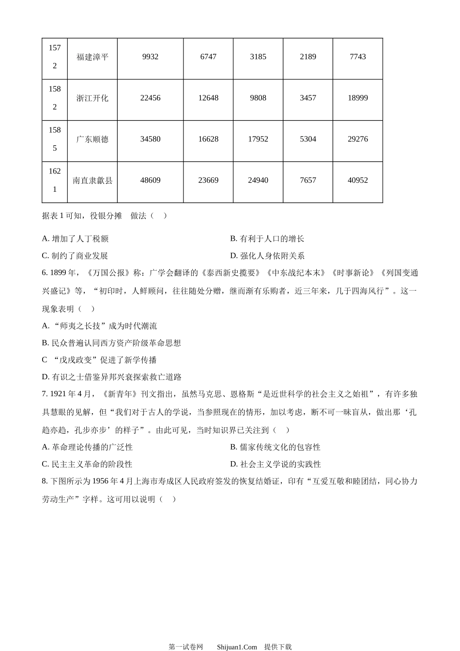 2024年高考历史试卷（安徽）.docx_第2页