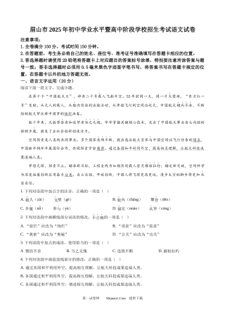 2025年四川省眉山市中考语文真题 .docx
