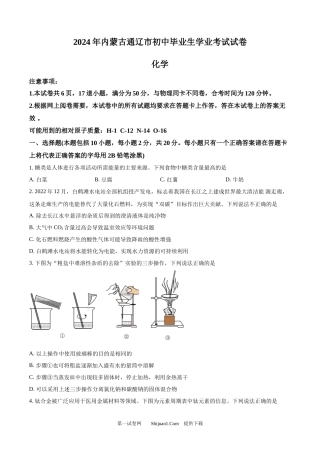 2024年内蒙古通辽市中考化学试题.docx