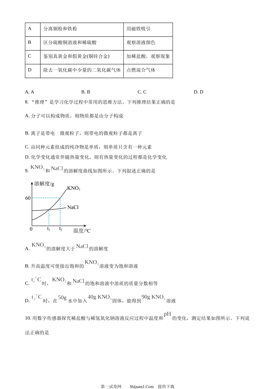 2024年新疆中考化学真题.docx_第2页