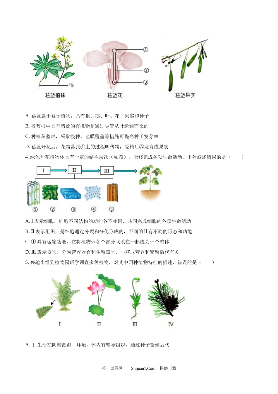 2025年山东省泰安市中考生物真题.docx_第2页