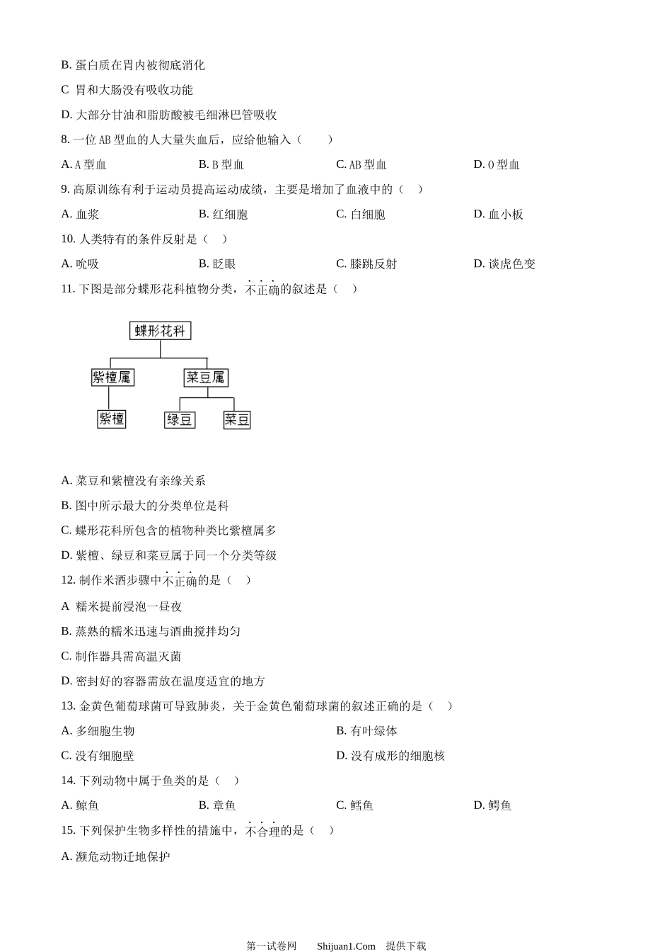 2024年江苏省常州市生物中考真题.docx_第2页