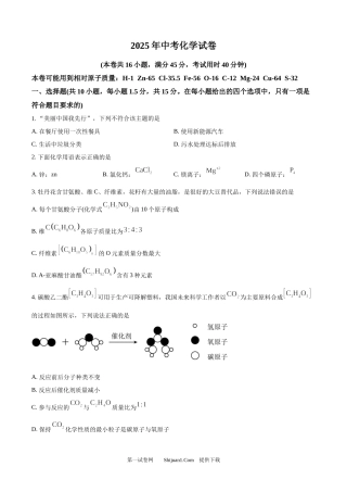 2025年广东省深圳市中考化学真题.docx