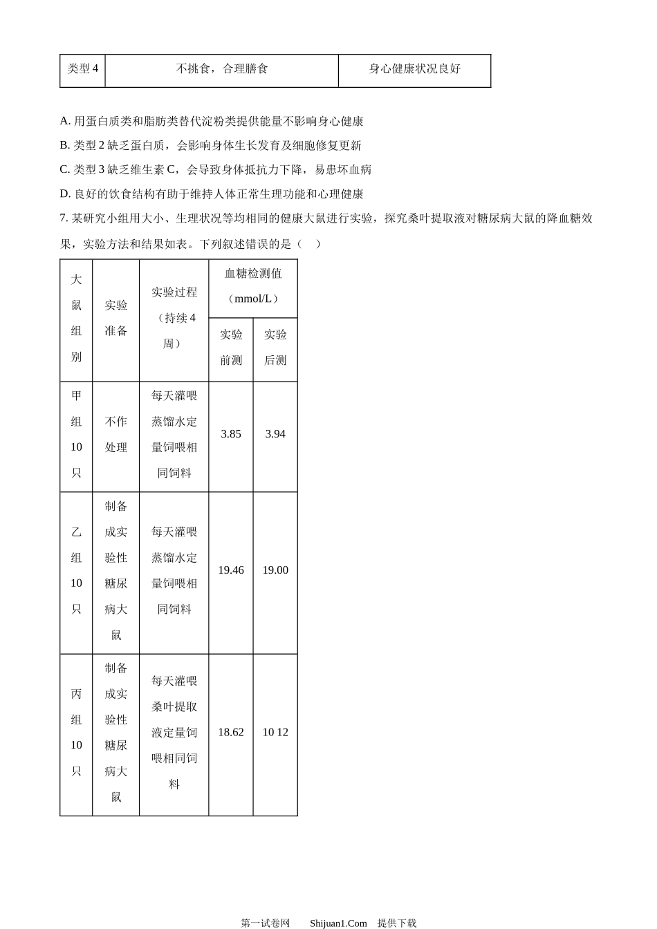 2024年山东省泰安市中考生物真题.docx_第3页