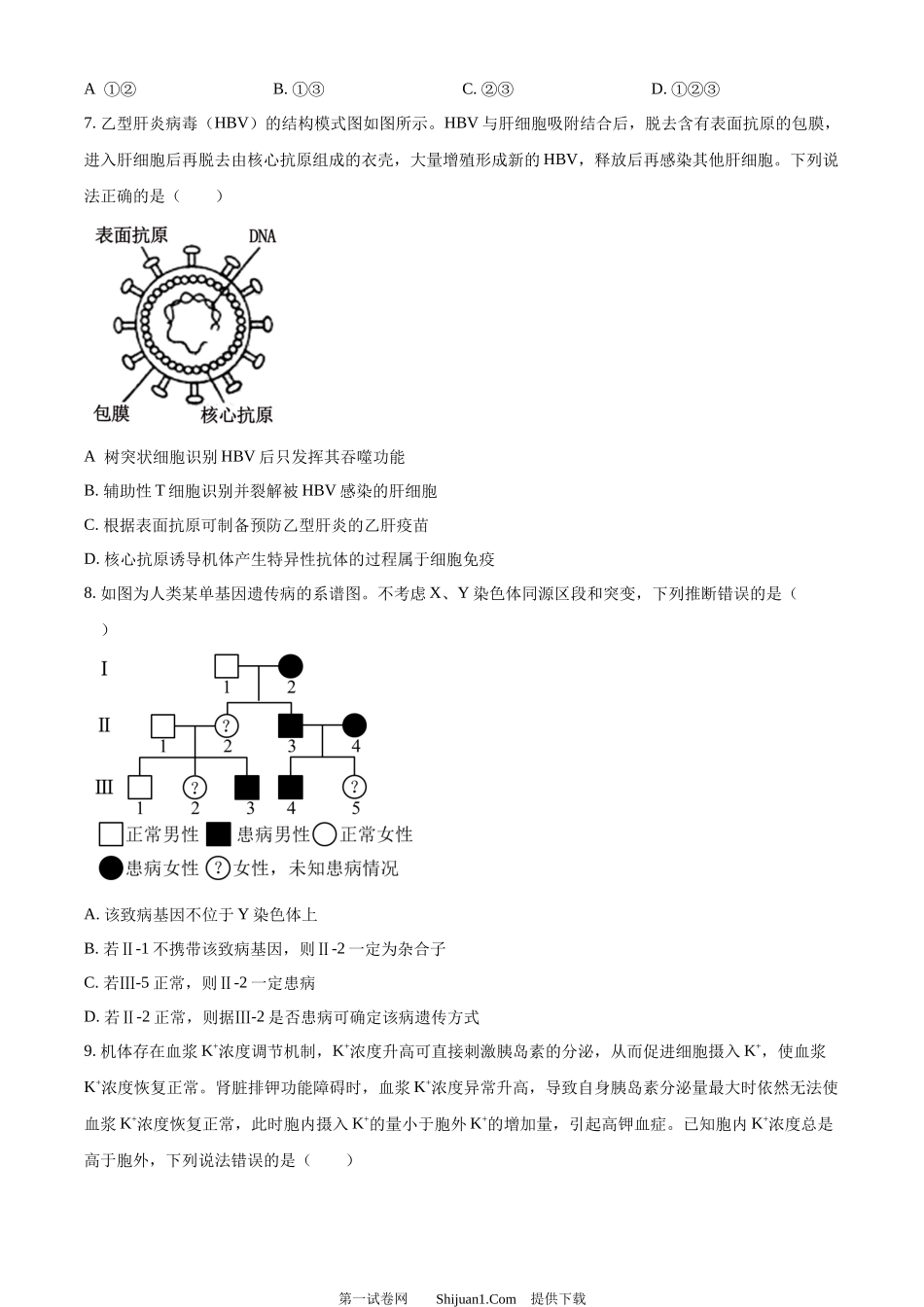 2024年高考生物试卷（山东）.docx_第3页