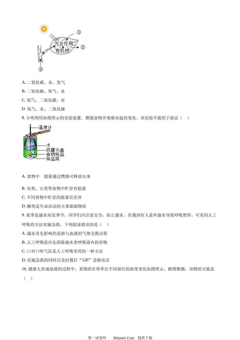 2024年四川省成都市中考生物试题.docx_第3页