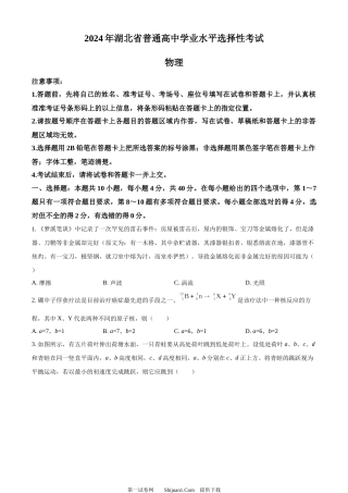 2024年高考物理试卷（湖北）.docx