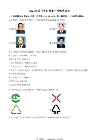 2024年四川省自贡市中考化学真题.docx
