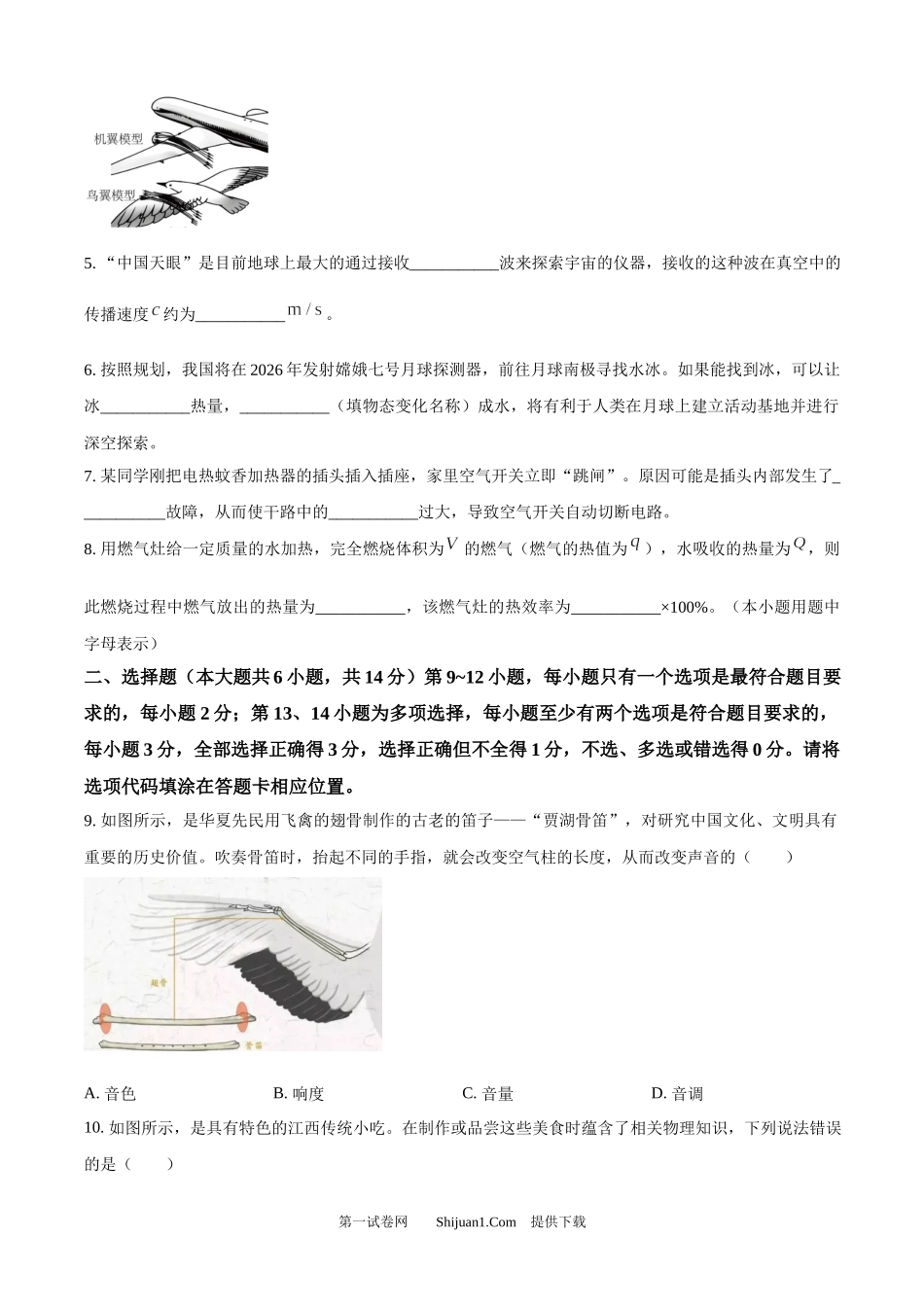 2025年江西省中考物理试题.docx_第2页