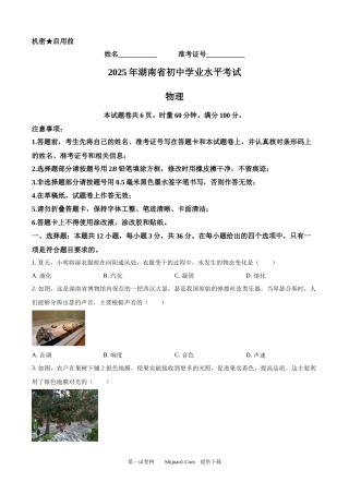 2025年湖南省中考物理真题.docx