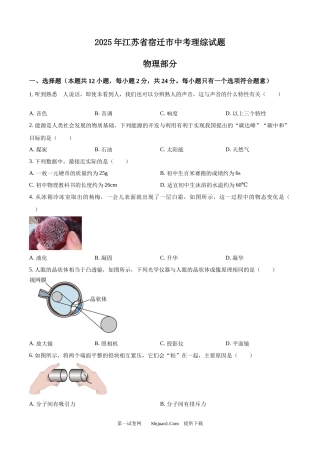 2025年江苏省宿迁市中考物理试题.docx
