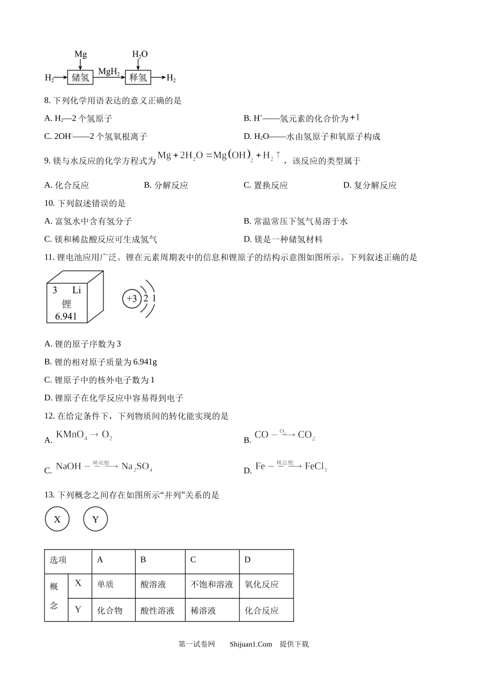 2024年江苏省无锡市中考化学试题.docx_第2页