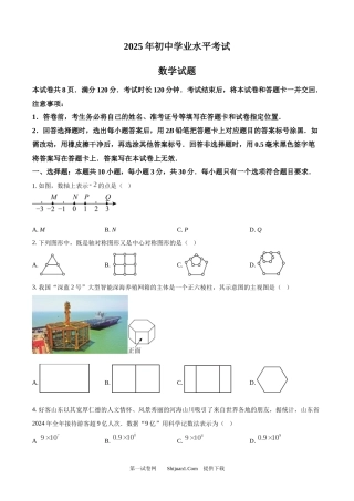 2025年山东省中考数学真题试卷.docx