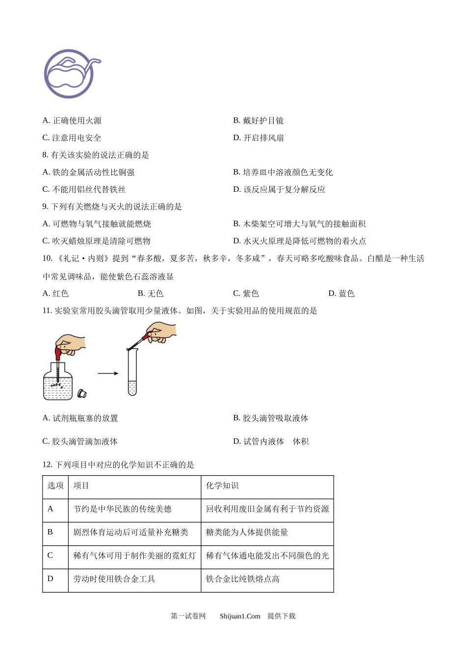 2025年湖南省中考化学真题.docx_第2页