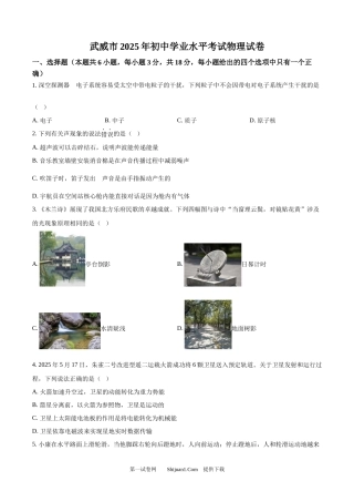 2025年甘肃省武威市、嘉峪关市、临夏州中考物理真题.docx