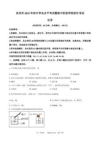 2025年四川省宜宾市中考化学真题.docx