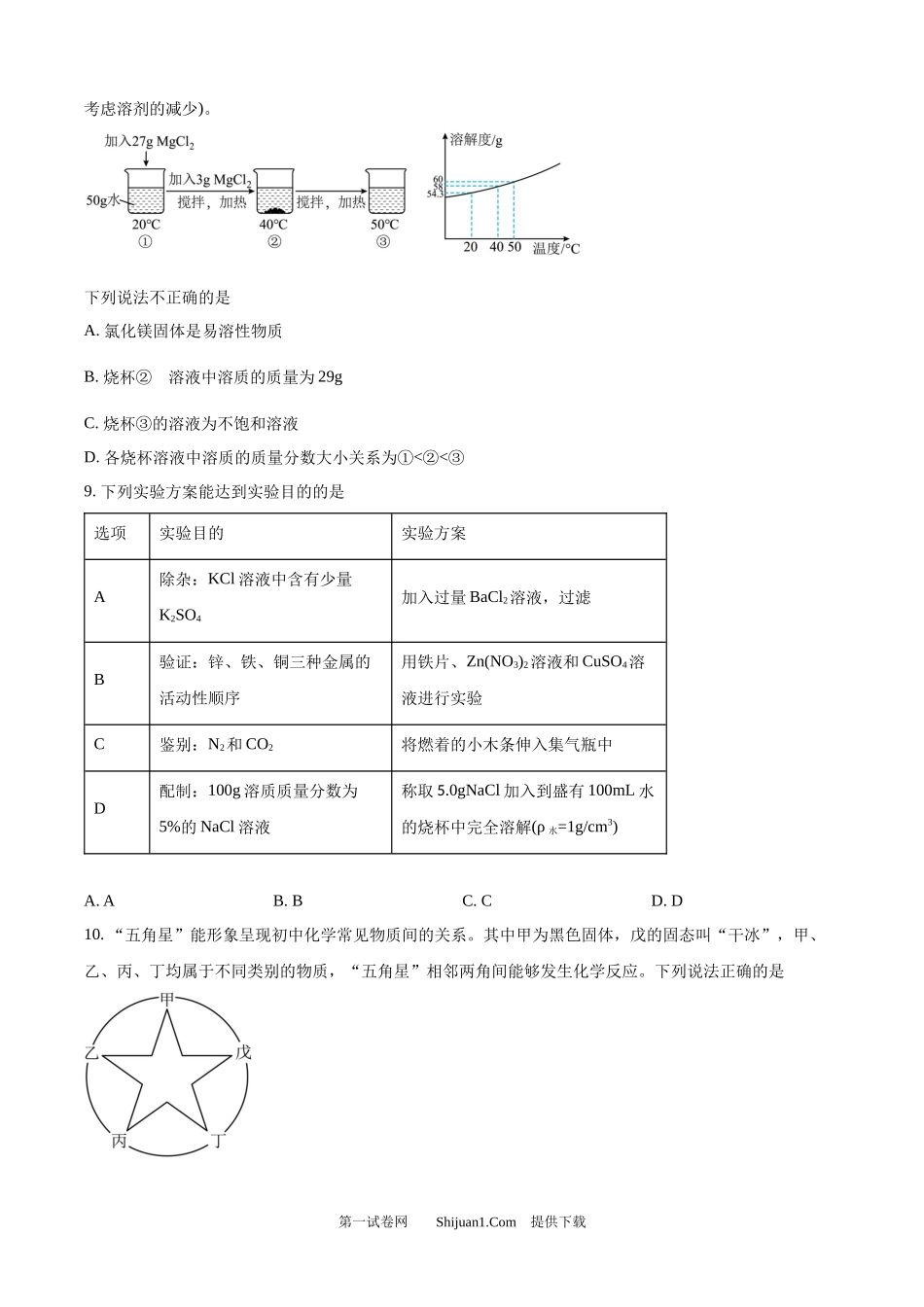 2025年甘肃省兰州市中考化学真题.docx_第3页