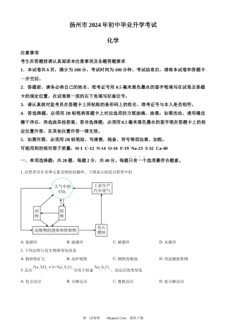 2024年江苏省扬州市中考化学试题.docx