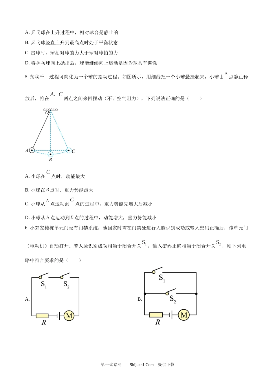 2025年四川省德阳市中考理综物理试题.docx_第2页