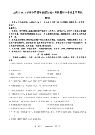 2025年四川省达州市中考物理试题.docx