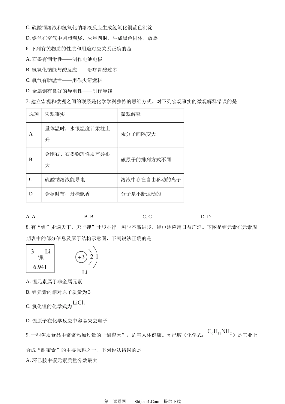 2024年黑龙江省龙东地区中考化学真题.docx_第2页