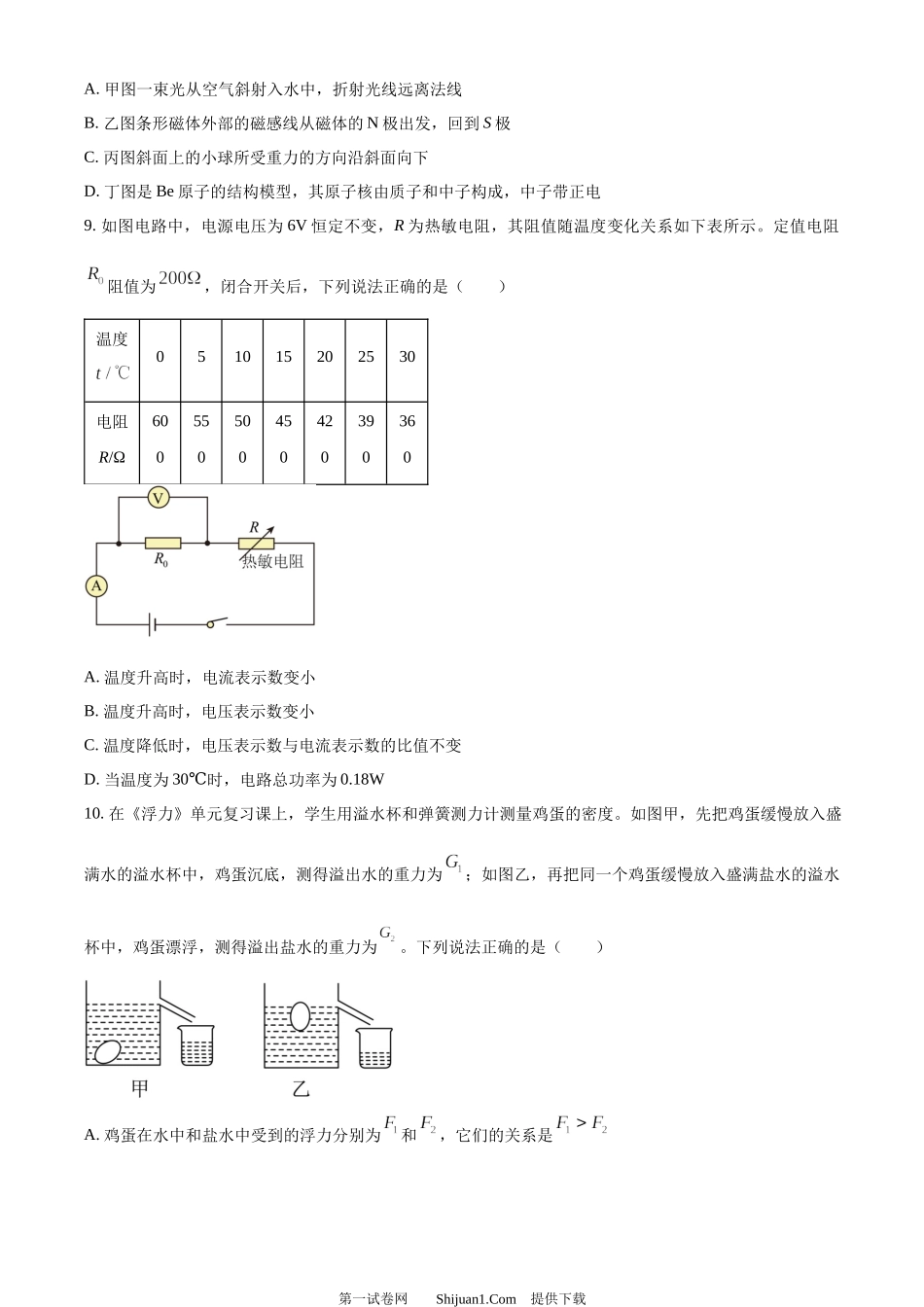 2024年内蒙古赤峰市中考物理试题.docx_第3页