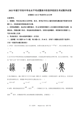 2025年四川省遂宁市中考数学真题.docx