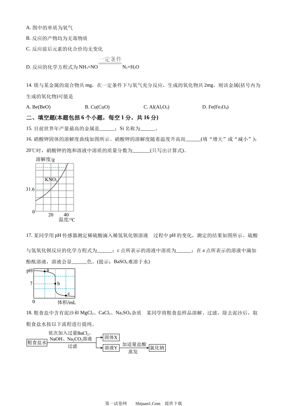 2024年河南省中考化学真题.docx_第3页