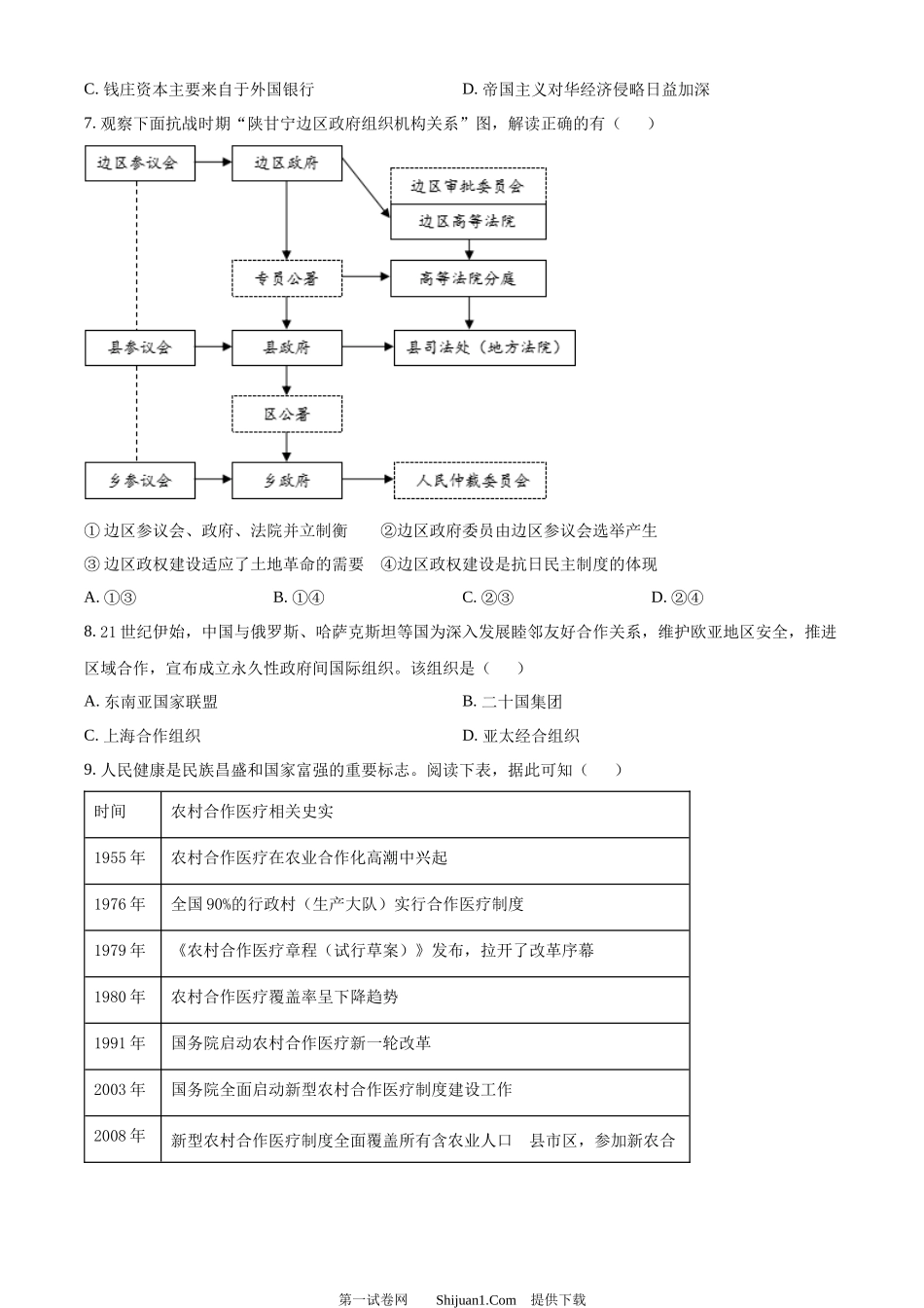 2023年高考历史试卷（浙江）（6月）.docx_第2页