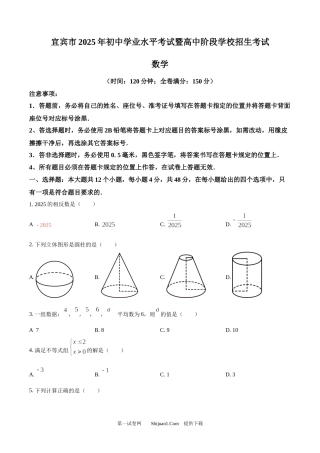 2025年四川省宜宾市中考数学试题.docx