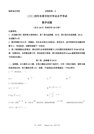 2024年山东省东营市中考数学试题 .docx