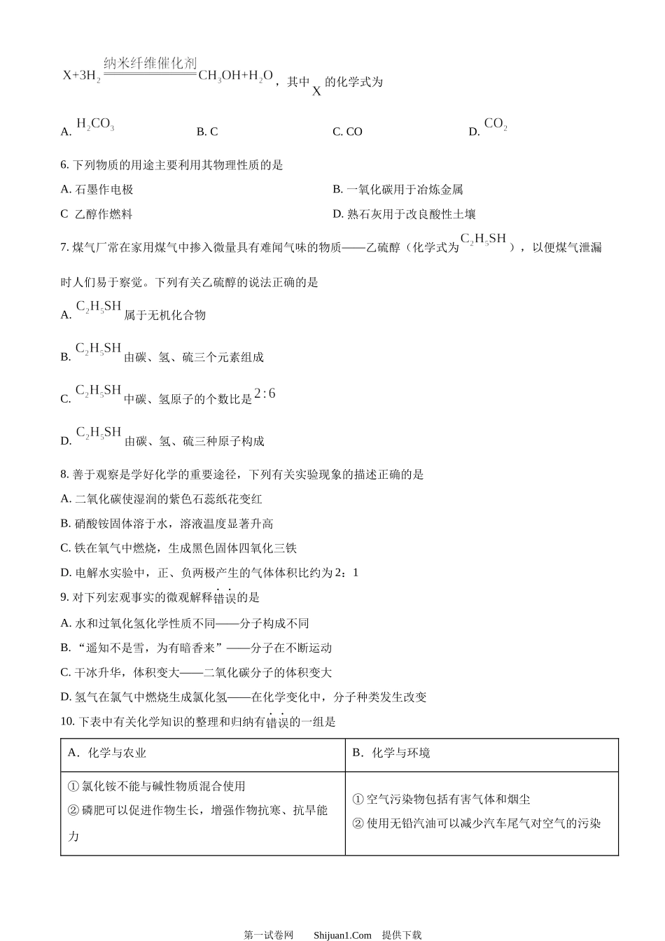 2024年黑龙江省齐齐哈尔市中考化学真题.docx_第2页