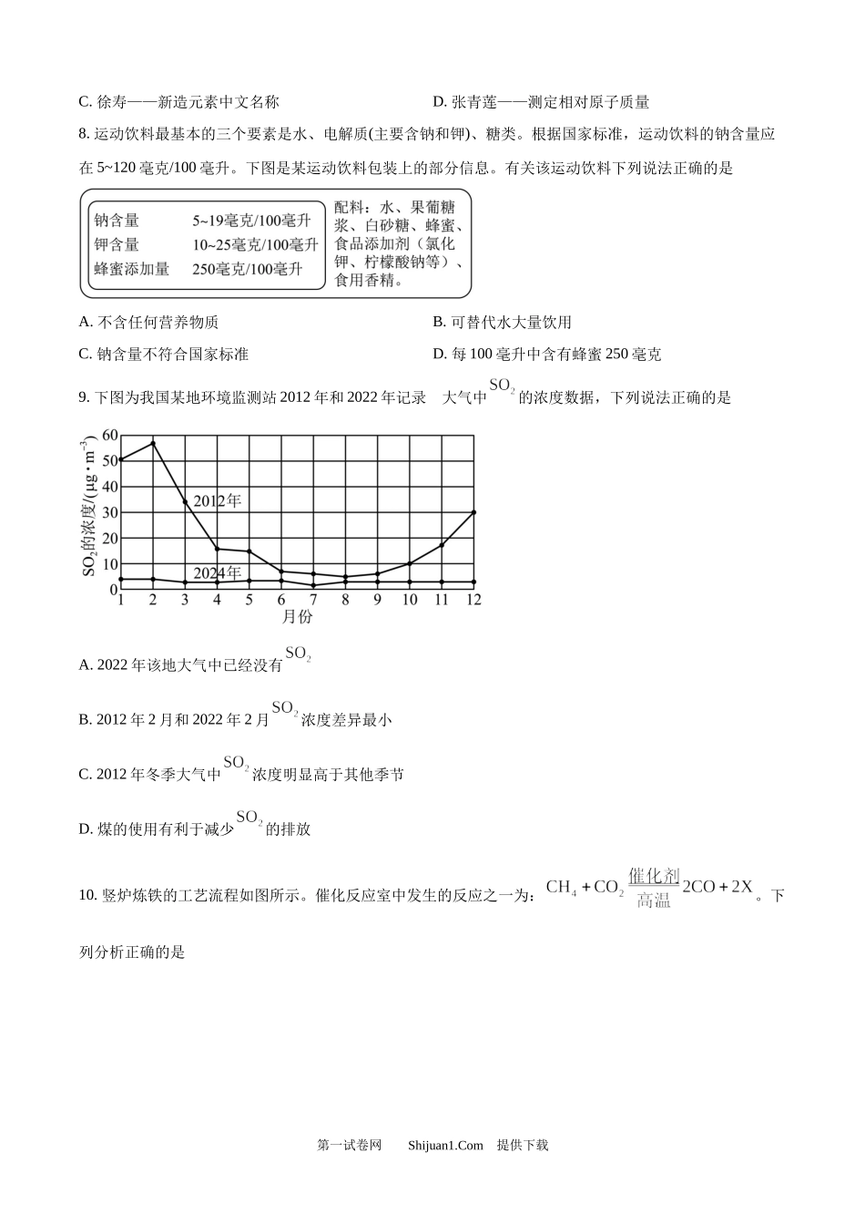 2025年吉林省中考化学真题.docx_第2页