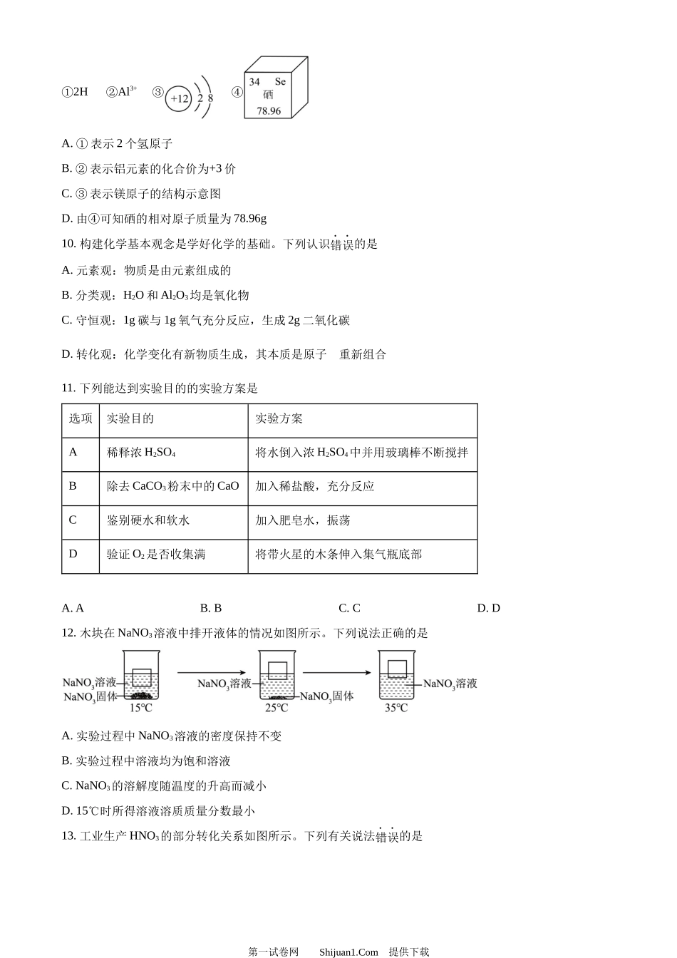 2024年四川省眉山市中考化学真题.docx_第3页