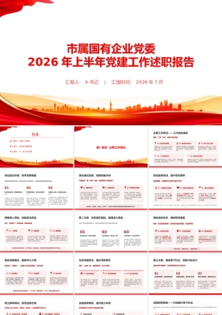PPT：市属国有企业党委2026年上半年党建工作述职报告.pptx