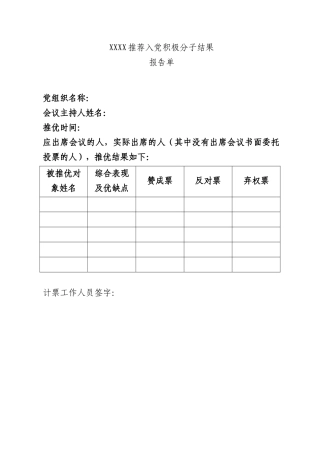 XXXX推荐入党积极分子结果报告单.docx