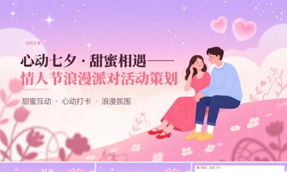 粉色卡通七夕派对活动策划 .pptx