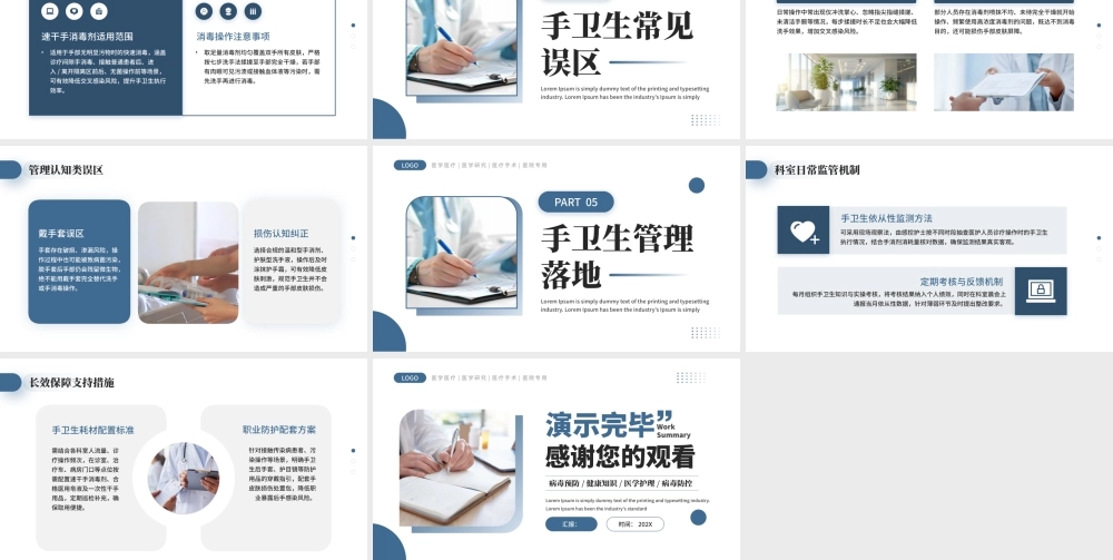 蓝色简约医务人员手卫生规范培训课件 .pptx
