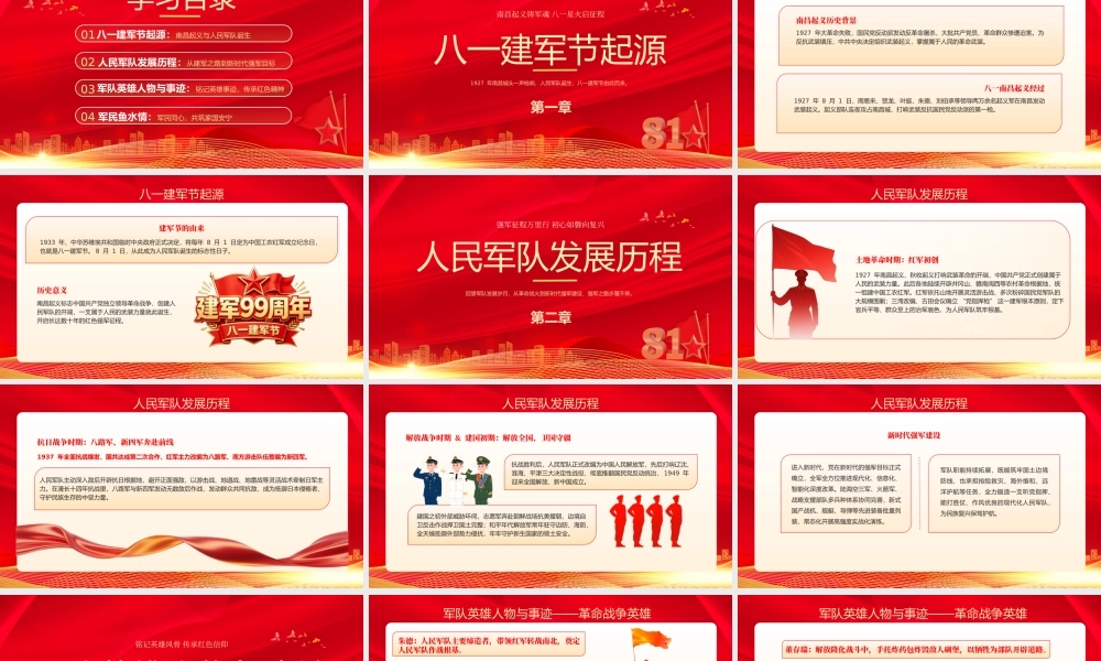 红色简约大气八一建军节致敬人民子弟兵 .pptx