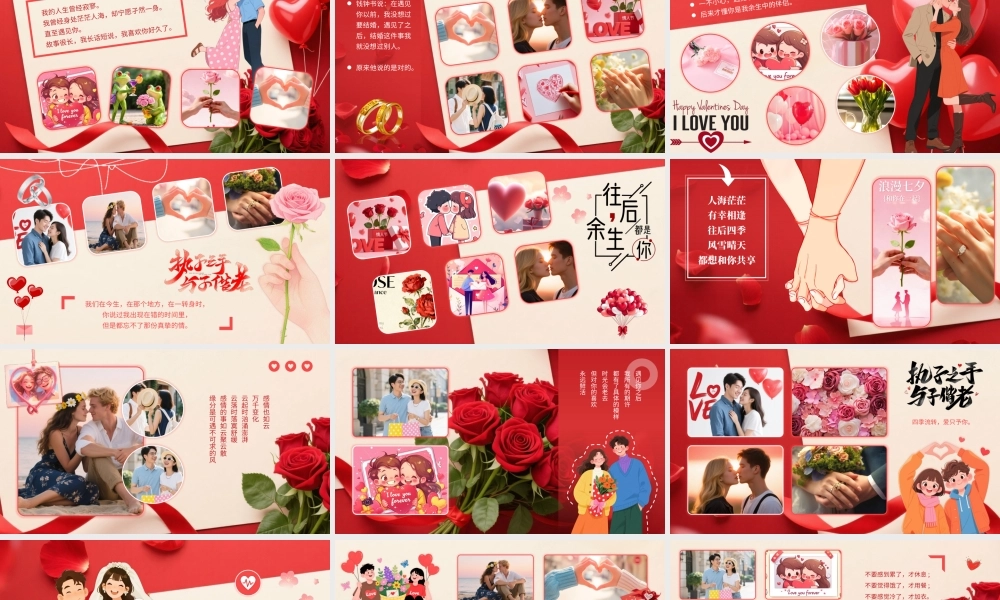 红色玫瑰往后余生共度年华情人节告白情侣相册 .pptx