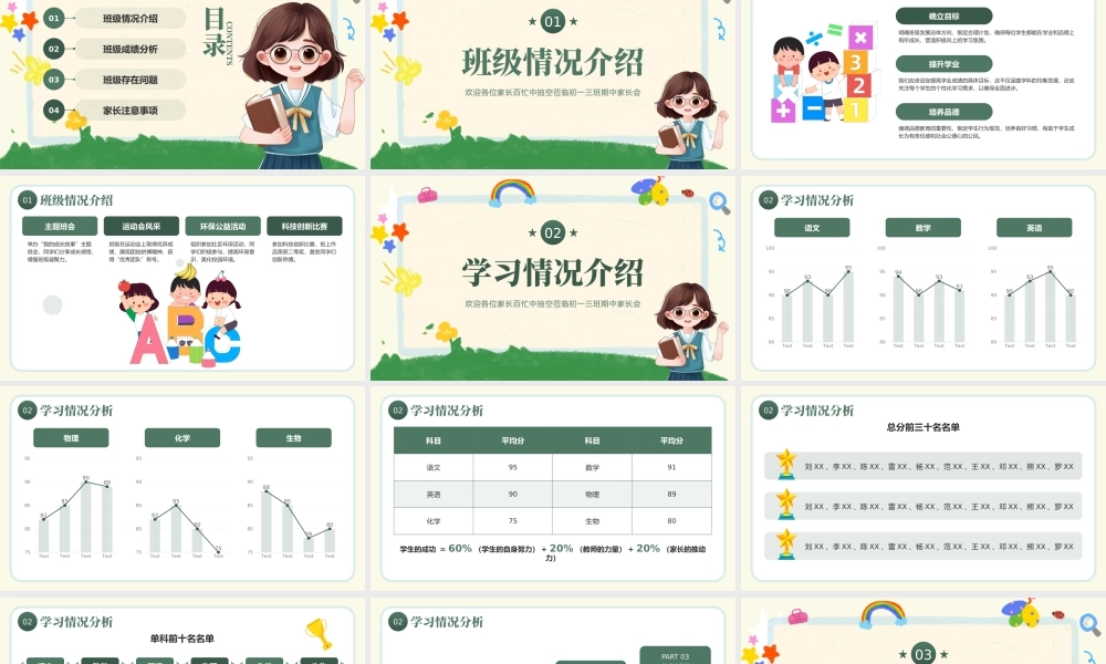 绿色卡通期中家长会 .pptx